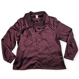 Chico's Black Label Purple Satin Loop‎ Neck Top Women's Size 12/14